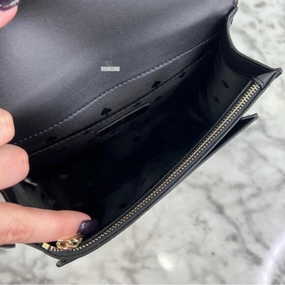 Kate Spade Woven Remi Flap Chain Crossbody & Large Bifold Wallet In Houndstooth - Picture 8 of 15